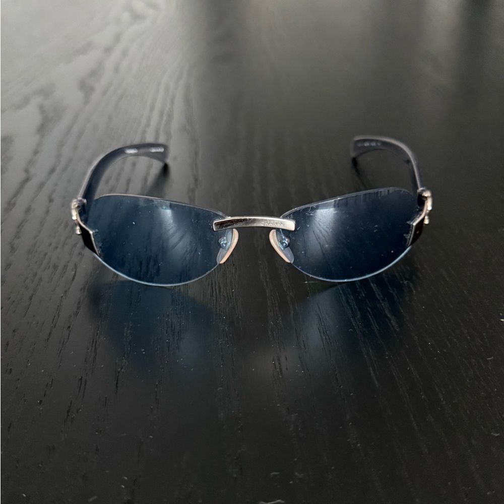 Vintage CHANEL Violet Sunglasses with Black Case
